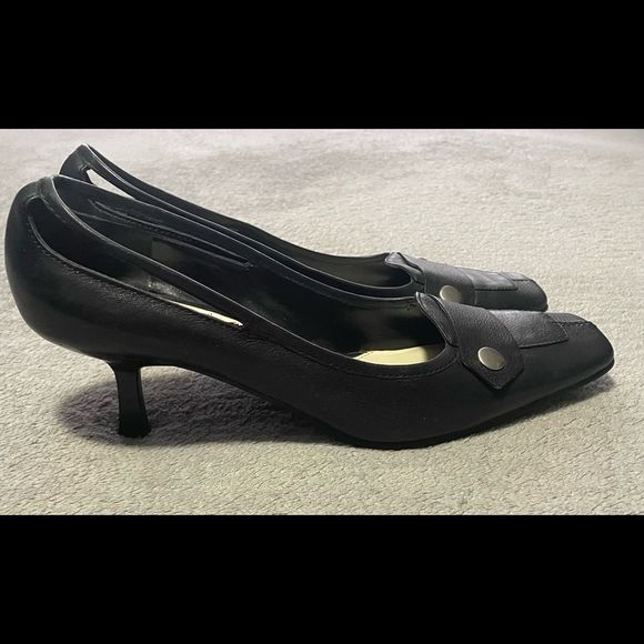 ENZO Angiolini flexo black leather heels size 8.5 M super cute details - Picture 2 of 8